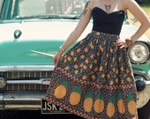 Pineapple Tiki Border Print Skirt With Glitter Sparkles, 50s style - Made To Order