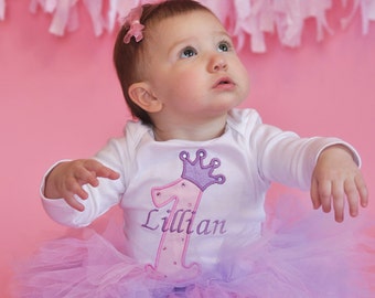 Princess crown number shirt baby girl first birthday shirt