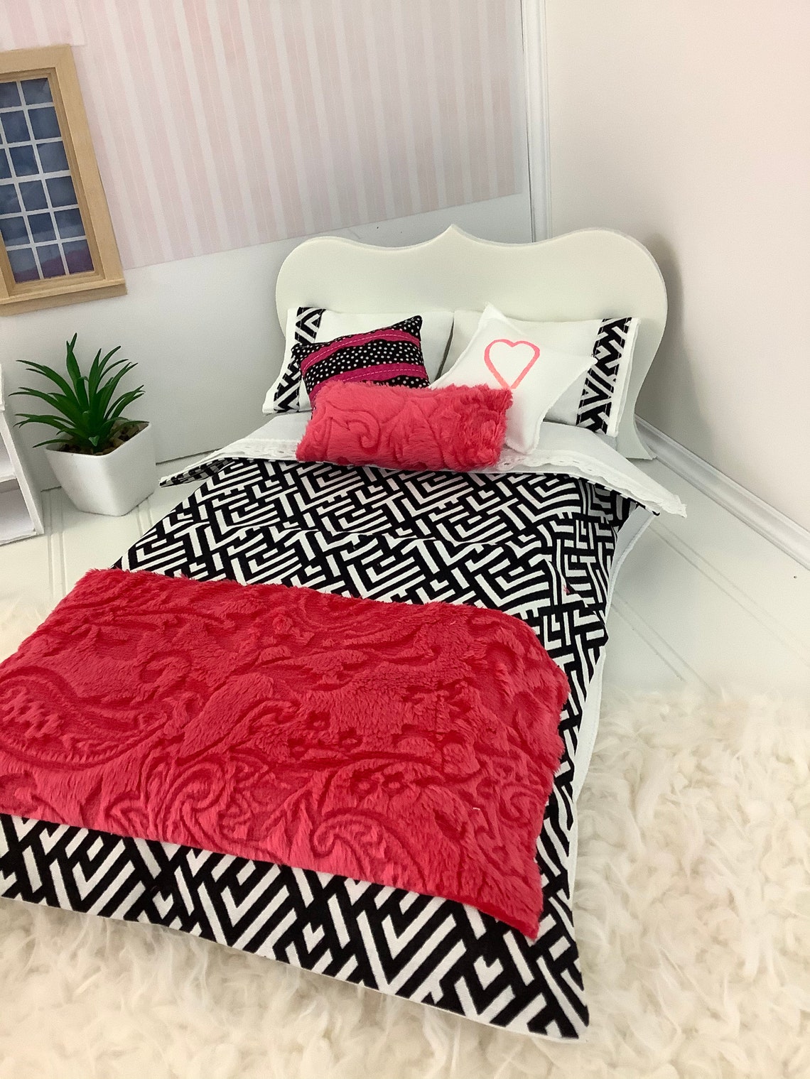 Modern bedding set black and white set Barbie and Blyth | Etsy