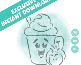 PYO Cookie Stencil Pumpkin Latte Pyo Fall Stencil Cookies Thanksgiving Food PYO Stencil Digital Paint Your Own Cookie Kids Classroom Gift