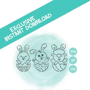 Bunny in Egg, Sheep in Egg and Chick in Egg- Easter PYO Digital File- Instant Download- "Egg Poppin Friends"