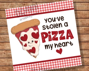 You've Stolen a PIZZA my heart! Tag, Valentine's Day Tag, Cookie Pizza Box Sized, Printable, Instant download