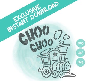 Choo Choo Train Engine and Font- PYO Digital File- Instant Download **2 Stencils**- *Personal Use only NOT for Commercial Use as of 2020*-