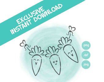 Easter Carrot Bunting Stencil- Easter PYO Digital File- Instant Download