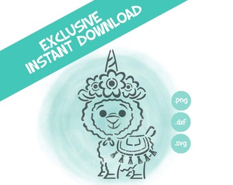 Llama Unicorn- PYO Digital File- Instant Download