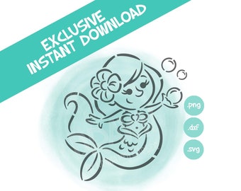 Mermaid with Bubbles- PYO Digital File- Instant Download- *Personal Use only NOT for Commercial Use as of 2020*-