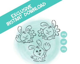 Three Bunny Stencils- Easter PYO Digital File- Instant Download- "Bunny in Hole Trio"