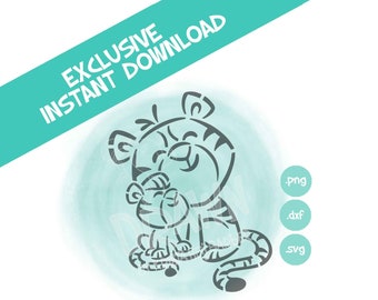 Tiger Safari Animals- Stencil, PYO, SVG, PNG Files, Instant Download