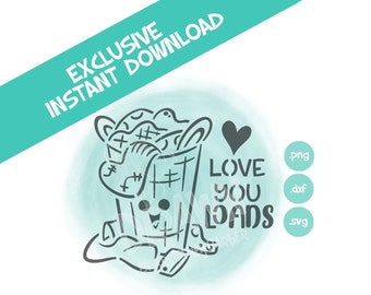 Valentine Stencil- Laundry- I love you loads- PYO Digital Stencil File