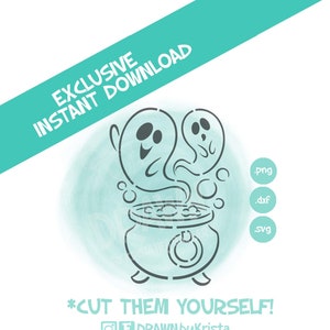 Geist und ein Kessel- Halloween, Schablone, PYO, SVG, PNG Dateien, Instant Download