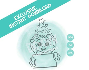 Gingerbread Cookie with Christmas tree hat- PYO Stencil- Digital File- INSTANT DOWNLOAD