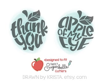 Apple of my Eye and Thank You, Set of 2 -PYO Digital File- Instant Download- *Personal Use only NOT for Commercial Use as of 2020*-