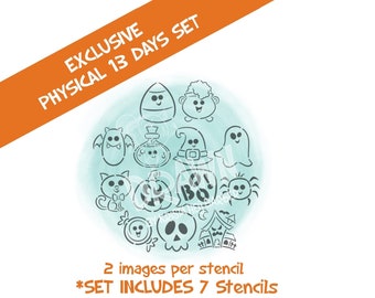 13 Days of Halloween Stencil Set **PHYSICAL** 13 images on 7 Stencils - PYO Stencil- Mailed to You