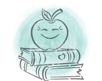 Apple on Books- PYO Digital File- Instant Download- *Personal Use only NOT for Commercial Use as of 2020*-