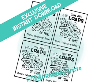 Construction Themed Valentine Coloring Card, Printable, Coloring Page- 4 Pack