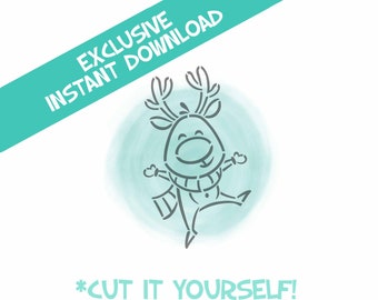 Jumpin' Rudolph- Christmas, digital stencil file, PYO, SVG, PNG Files, Instant Download