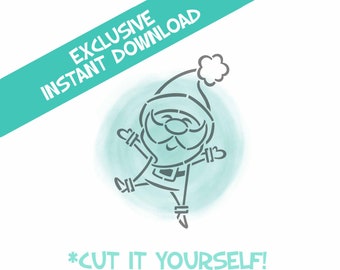 Jumpin' Santa - Christmas, digital stencil file, PYO, SVG, PNG Files, Instant Download