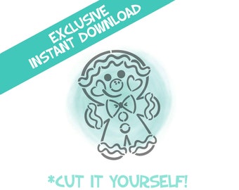 Gingerbread Boy- New- Christmas, Stencil File, PYO, SVG, PNG Files, Instant Download