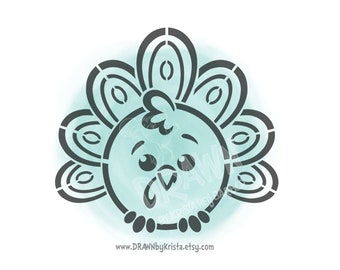 Cute Chubby Turkey- Stencil File, PYO Digital File- Instant Download, fall stencil thanksgiving stencil, Turkey svg, png