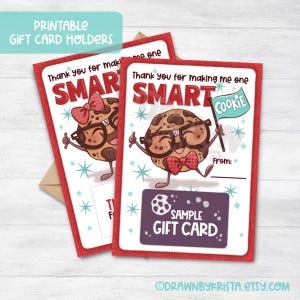 Druckbare Geschenk Kartenhalter Lehrer Wertschätzung Danke Lehrer Geschenk Sofort Download Danke Karte Smart Cookie Geschenk Junge und Mädchen