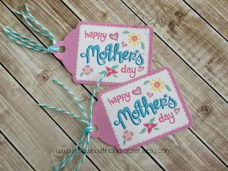 Happy Mother's Day Printable Decorative Tag, birthday, favor, customizable PR32-HMDAY image 1