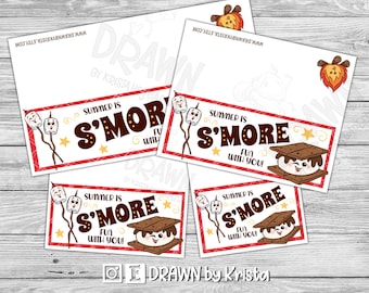 S’more Fun Bag Topper, *NEW 4 PACK, Printable, S’more, camping, gift, 3", 4", 5", 7" wide