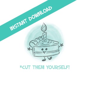 Geburtstagskuchen Stück, Schablone, PYO, SVG, PNG Dateien, Instant Download