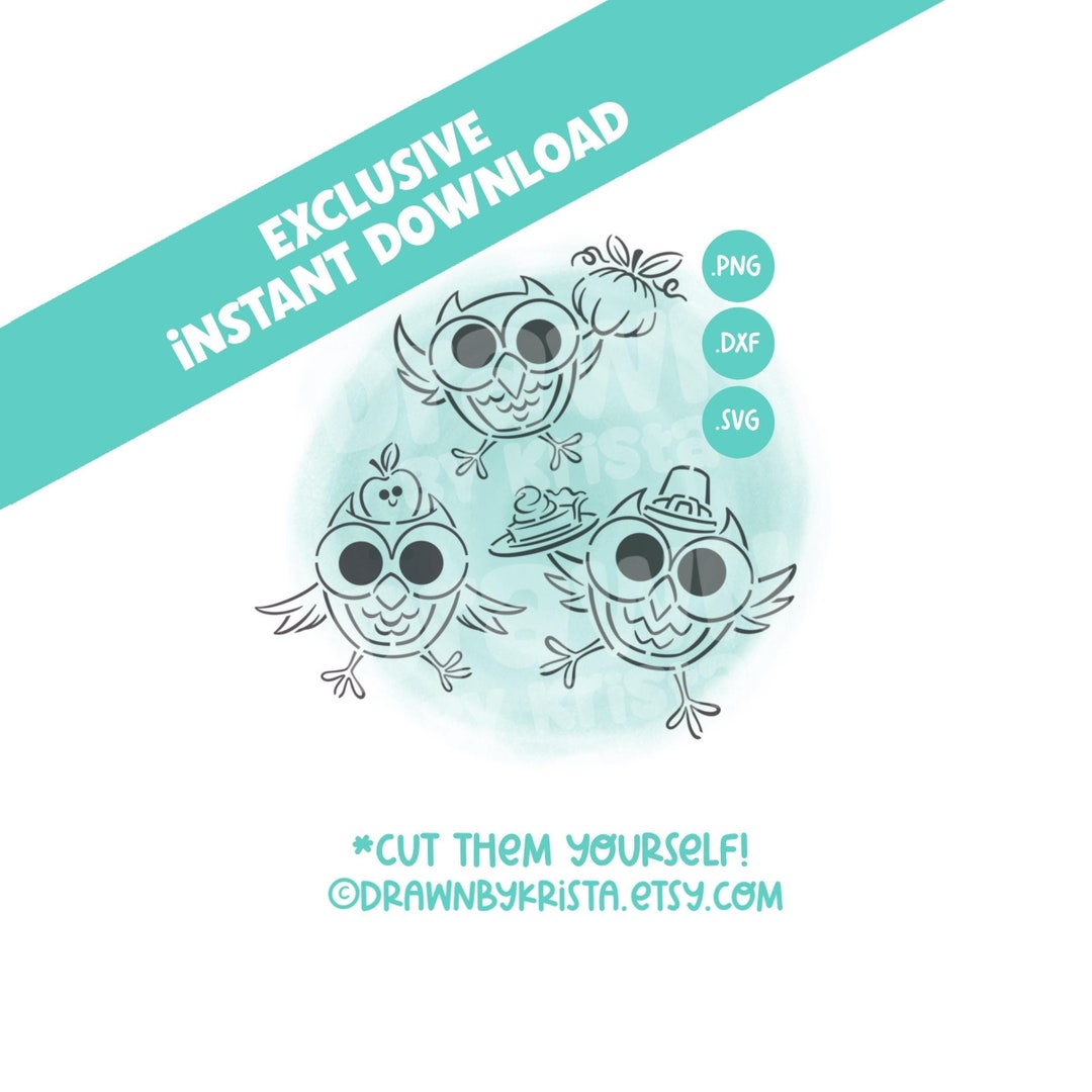 PYO Cookie Stencil Fall Owls Set of PYO Stencil Files Owl PYO Stencil ...
