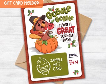 Printable Gift Card Holder Turkey Thanksgiving Card Teacher Gift Specials Teacher Thanksgiving gift coffee lover Gift Card holder