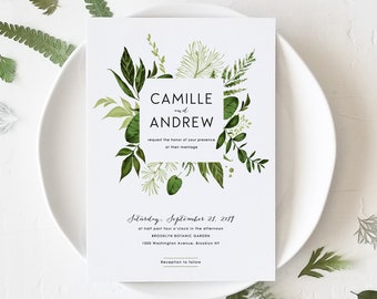 Woodland Botanical Wedding Invitation Template Printable Greenery Wedding DIY Digital Instant Download Editable PDF Invites Ivy Templett