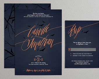 halloween wedding invitation etsy