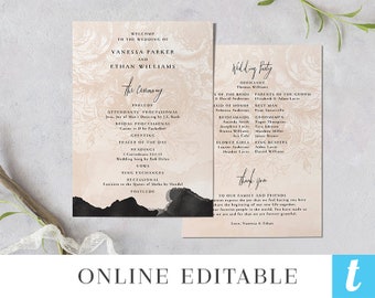printable wedding program template instant download order of etsy