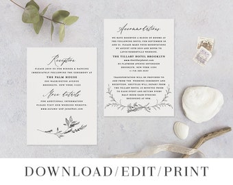Wedding Details Card Template Printable Information Card DIY | Etsy