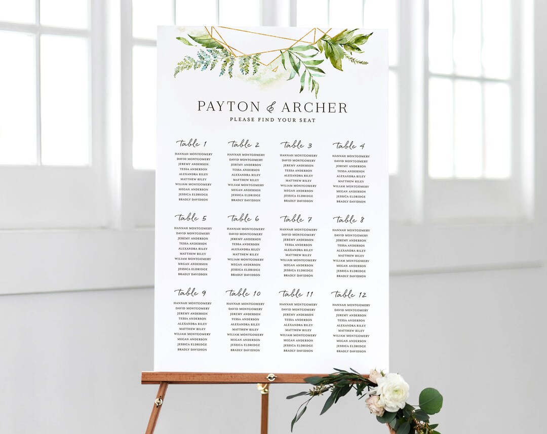 Wedding Seating Chart Template Printable Decor Sign Instant Download Table Plan DIY PDF Editable ...