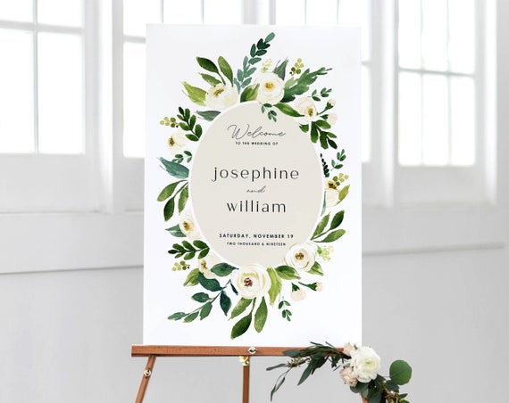 Printable Wedding Invitation Template Set White Floral Light Green Suite Instant Download DIY Digital Editable Invites Josephine Templett