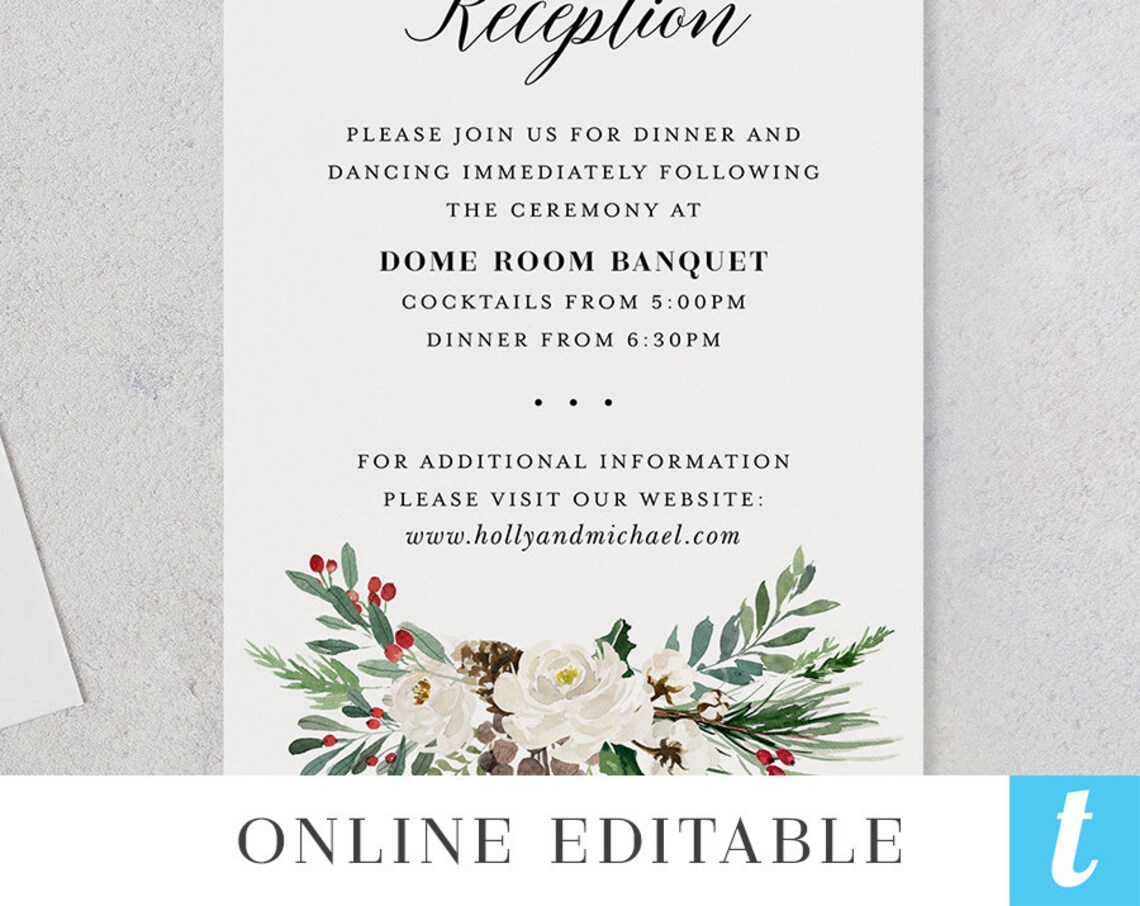 Printable Winter Wedding Invitation Template Suite Editable | Etsy