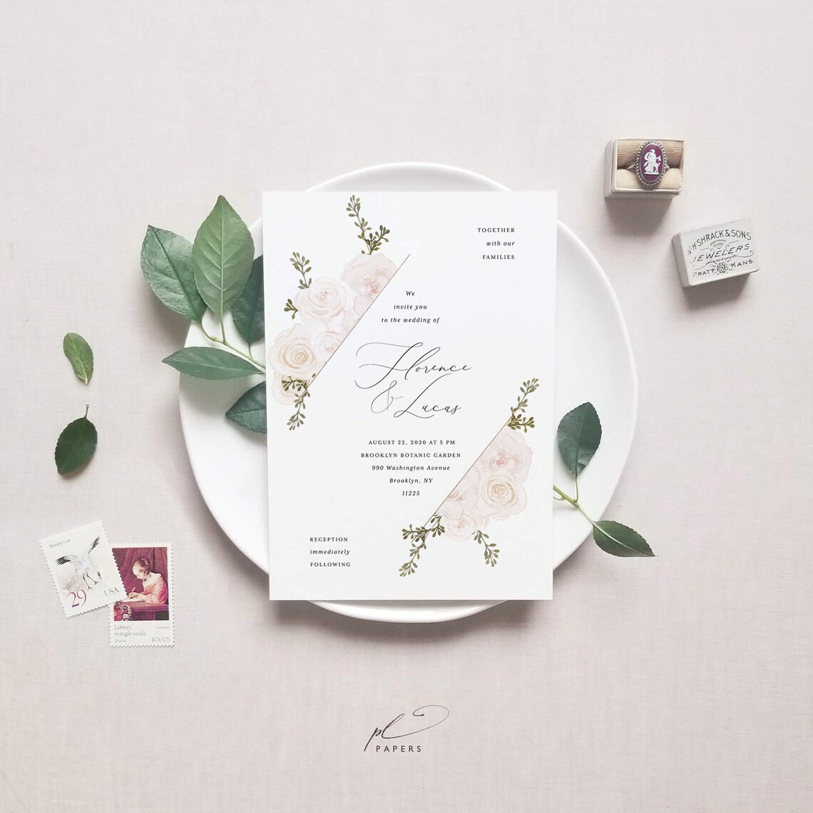 Romantic Floral Printable Wedding Invitation Template Pink - Etsy