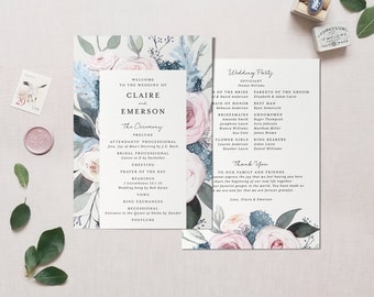 Printable Wedding Program Template, Instant Download Order of Service ...