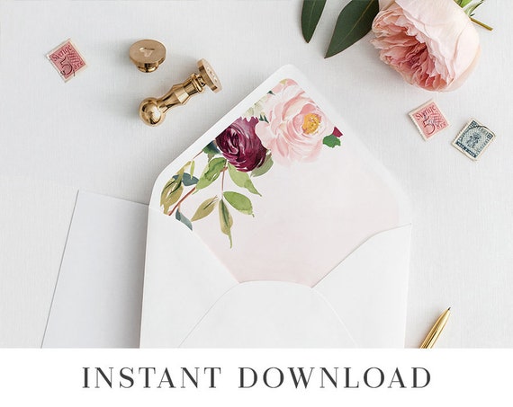 printable wedding envelope liner envelope liners floral etsy envelope insert