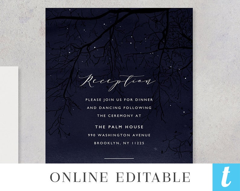 Starry Night Wedding Invitation Template Set Printable Space | Etsy