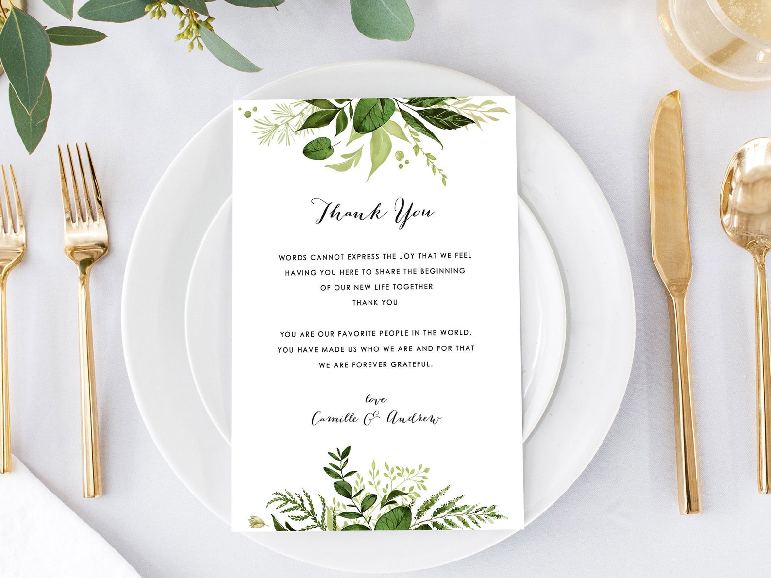 Wedding Thank You Card Template Printable Thank You Note - Etsy