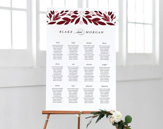 Printable Wedding Seating Chart Template Instant Download | Etsy