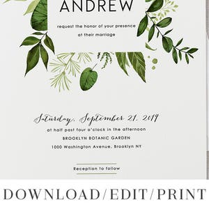 Woodland Botanical Wedding Invitation Template Printable Greenery Wedding DIY Digital Instant Download Editable PDF Invites Ivy Templett image 5