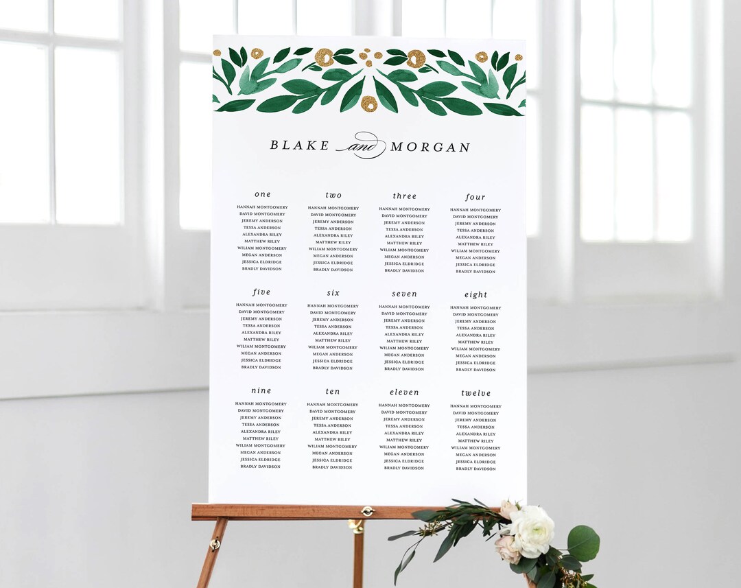 Printable Wedding Seating Chart Template Instant Download Editable ...