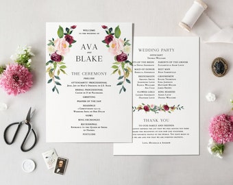 Printable Wedding Program Template Instant Download Order of | Etsy