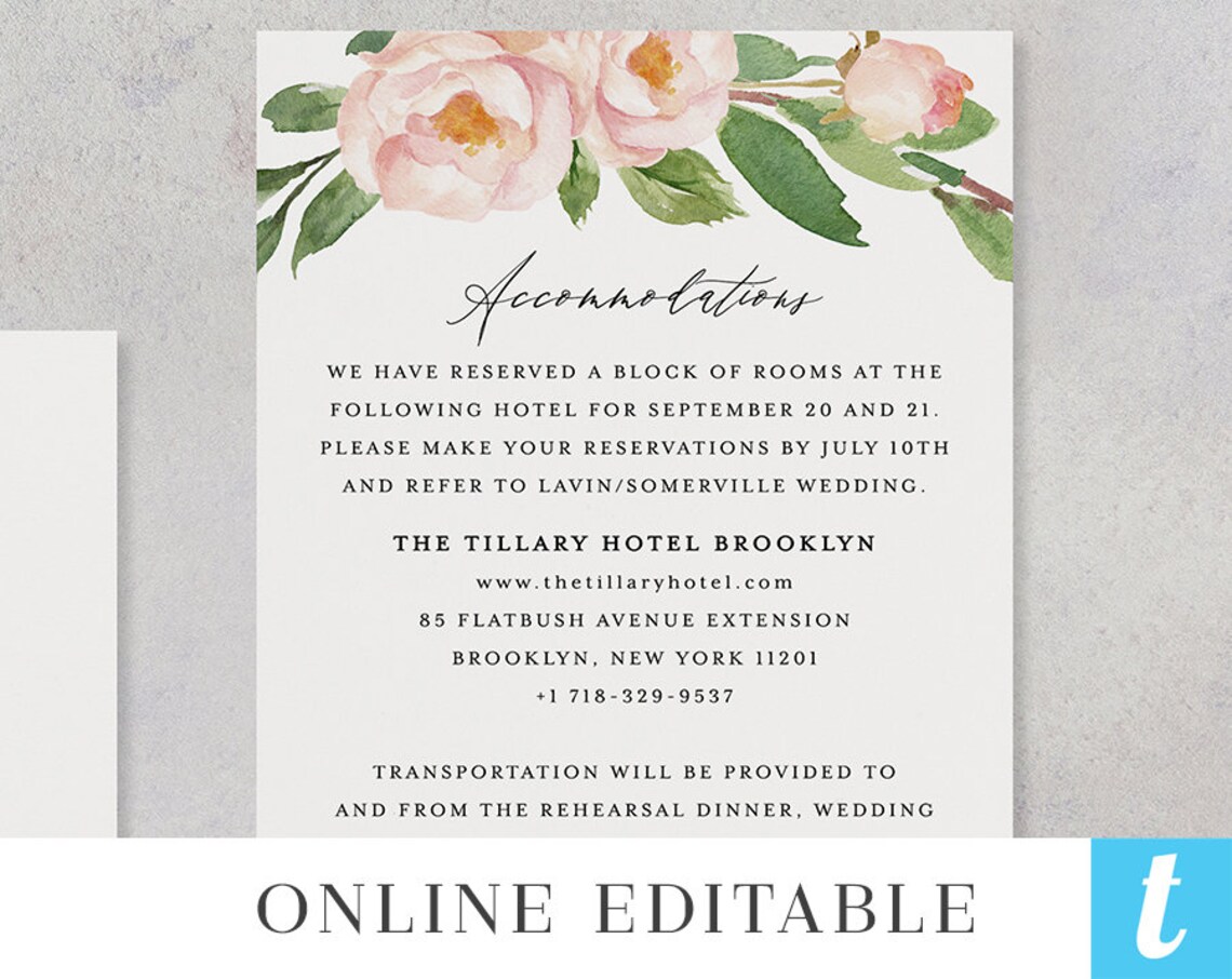 Wedding Details Card Template Printable Information Card DIY | Etsy