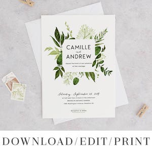 Woodland Botanical Wedding Invitation Template Printable Greenery Wedding DIY Digital Instant Download Editable PDF Invites Ivy Templett image 3