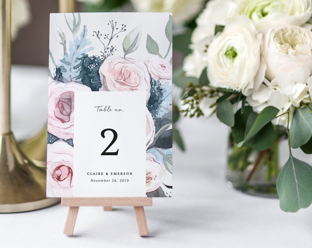 Floral Table Numbers Template Printable Wedding Table Cards - Etsy