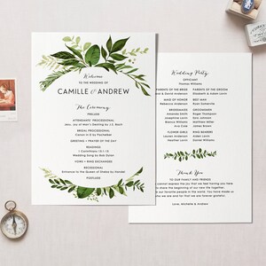 Printable Wedding Program Template, Instant Download Order of Service ...