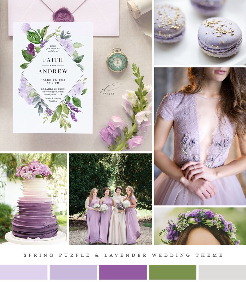 Purple Floral Wedding Invitation Template Printable Lavender Watercolor Greenery Instant Download Editable Digital Invites Faith Templett image 3